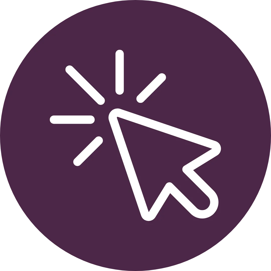 Icon of a purple circle with a white cursor.